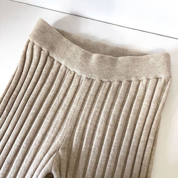 ANINE BING Val Wool Ribbed Knit Flared Pull On Pant in Cream Size M - Picture 9 of 12